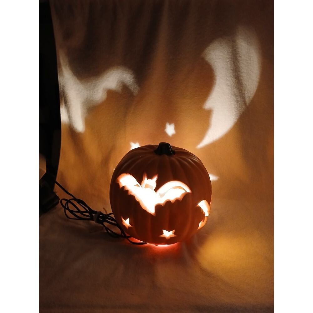 Rare 1993 Trendmasters Pumpkin Blow Mold Halloween Bats Star Moon Projects Light - Picture 9 of 16